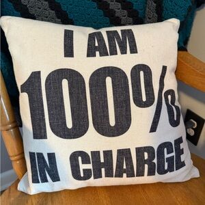 White Throw Pillow with Black Text